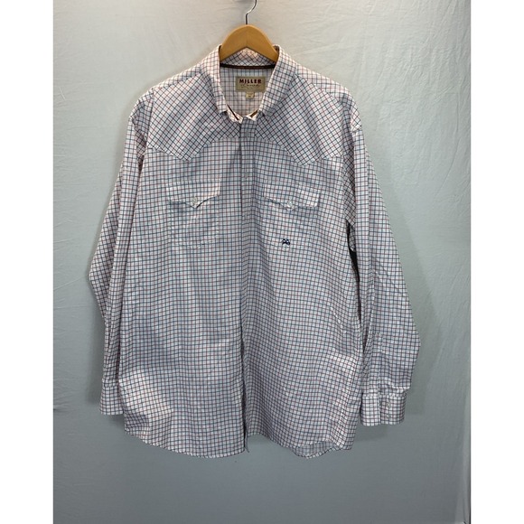 Miller High Life Other - Miller Ranch Red/White Check Western Wear Button Front Long Shirt Cowboy XXL